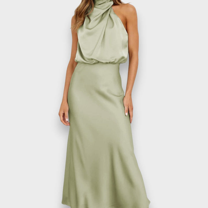 Moya - Vestido de satén largo con cuello halter