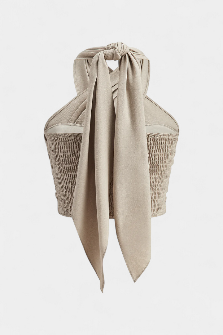 Lena Top Cruzado Sin Espalda con Nudo y Estilo Halter