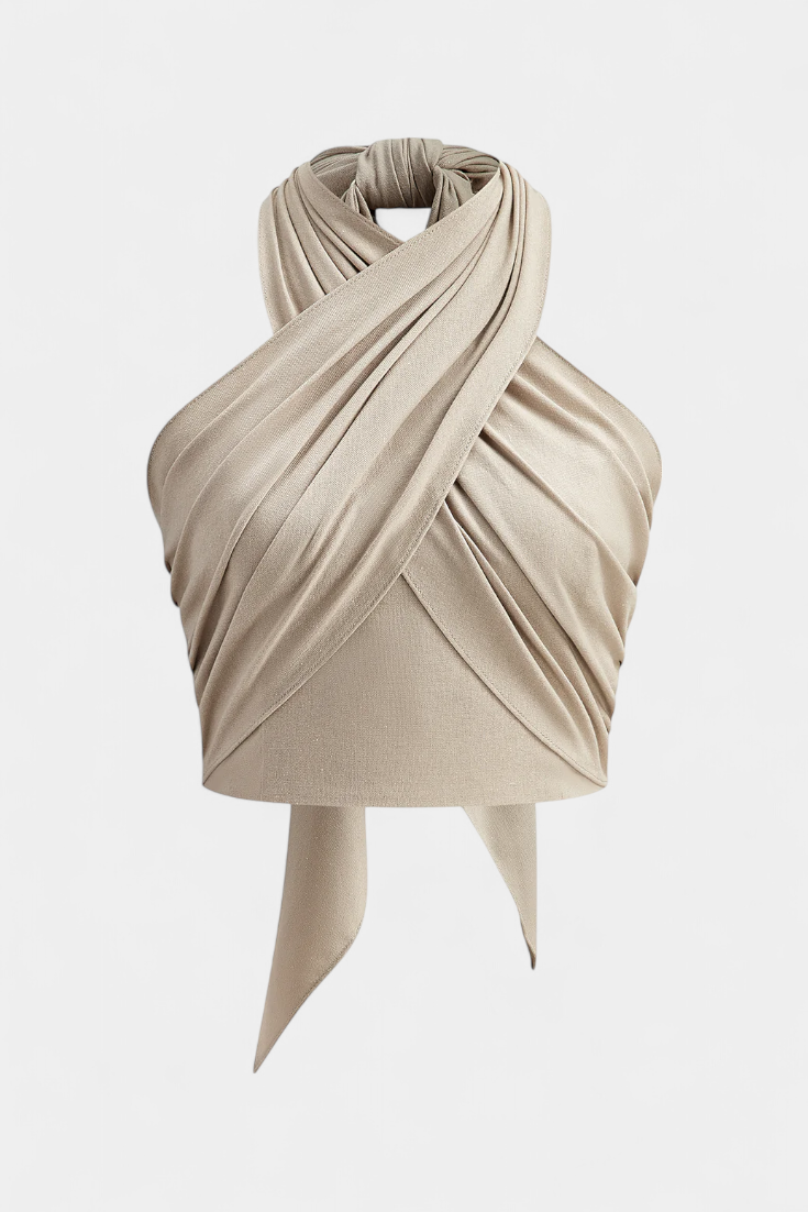 Lena Top Cruzado Sin Espalda con Nudo y Estilo Halter