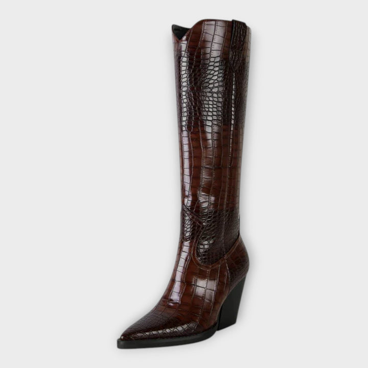 Botas con diseño de cocodrilo y tacón elegante