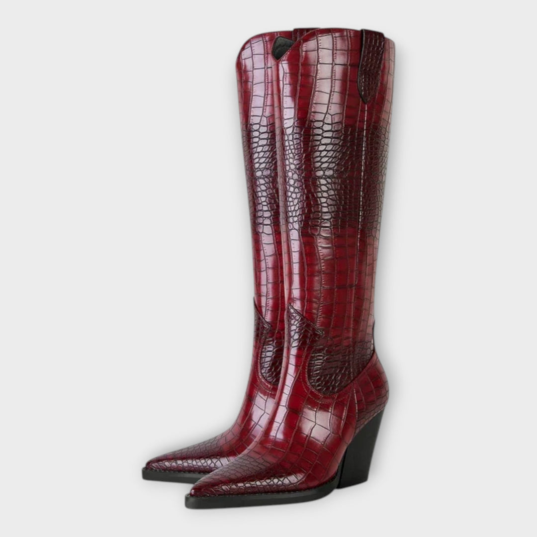 Botas con diseño de cocodrilo y tacón elegante