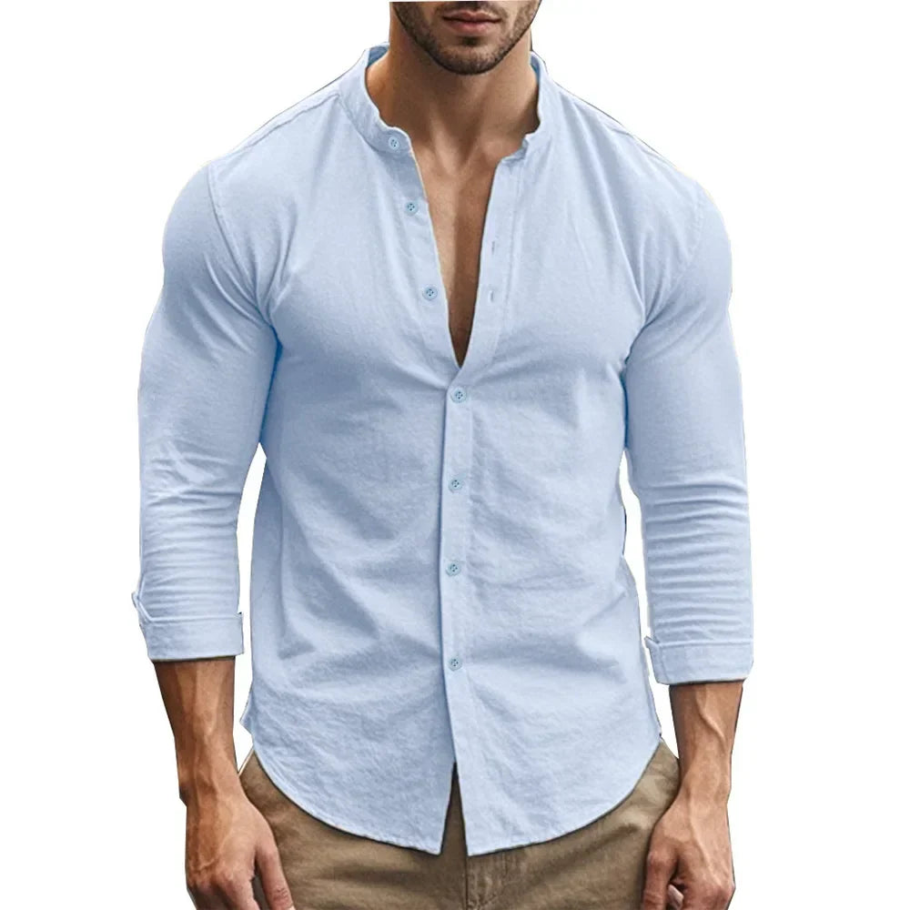 Camisa casual de verano de algodón y lino
