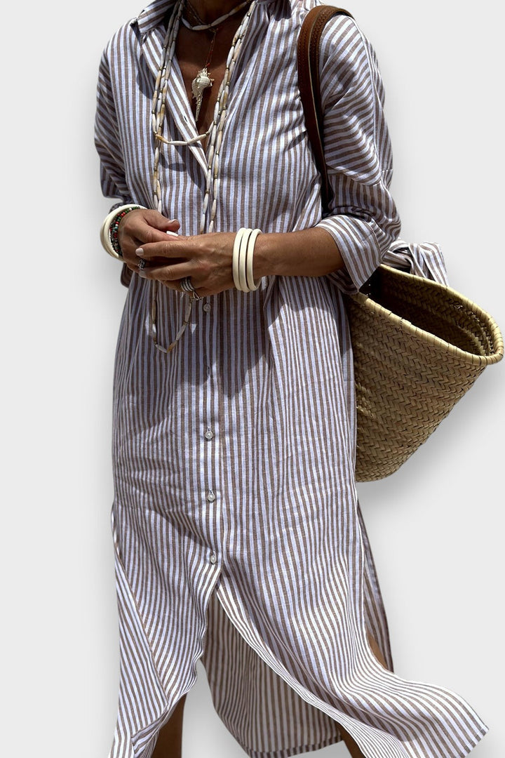 Sophia - Elegante vestido camisero de rayas