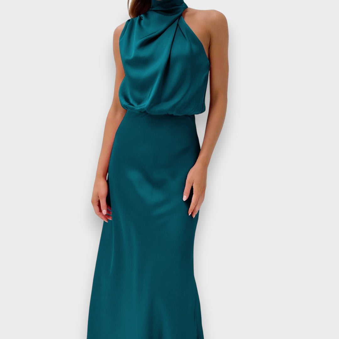 Moya - Vestido de satén largo con cuello halter