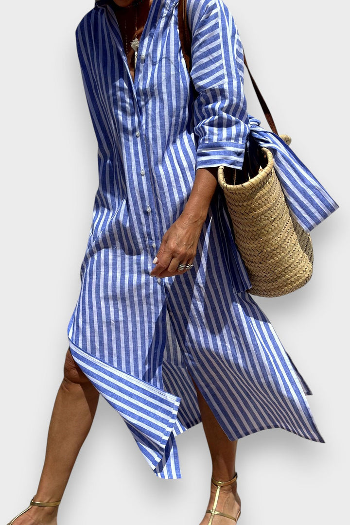 Sophia - Elegante vestido camisero de rayas