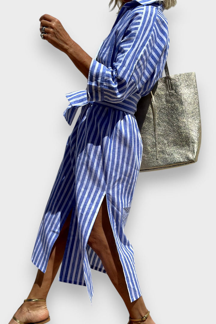 Sophia - Elegante vestido camisero de rayas