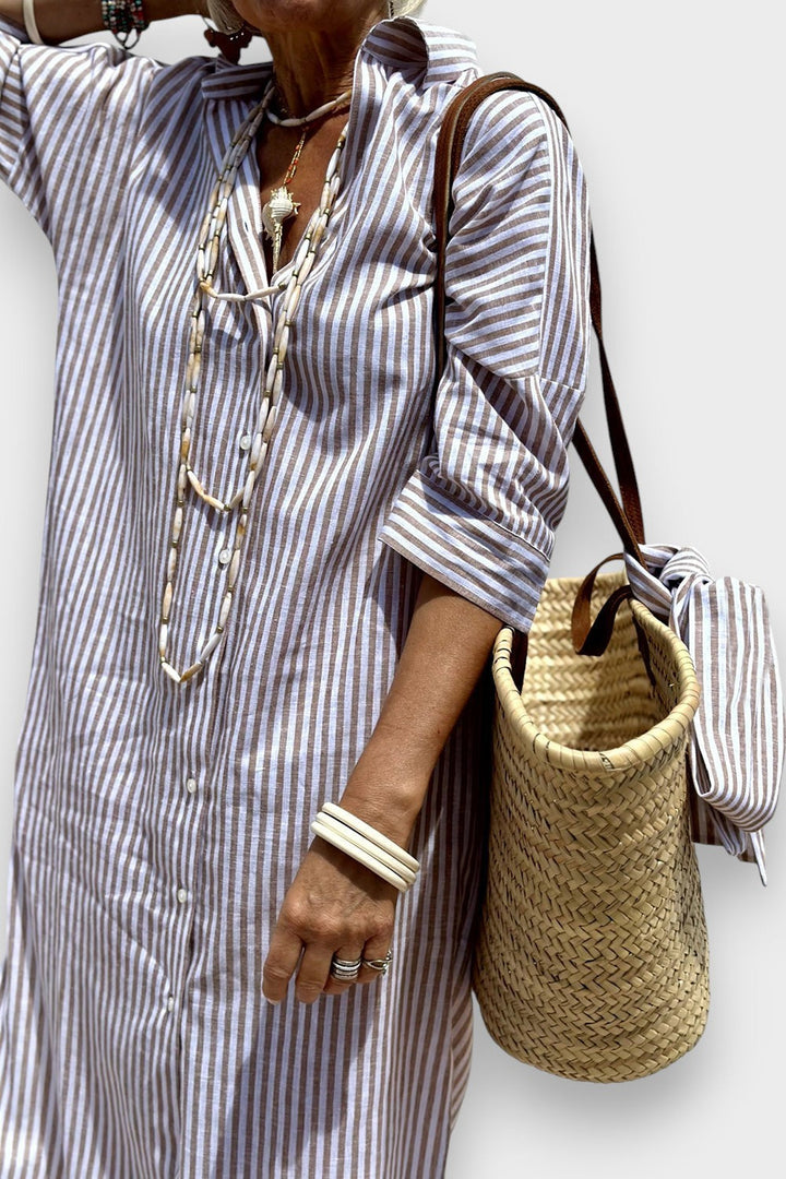 Sophia - Elegante vestido camisero de rayas