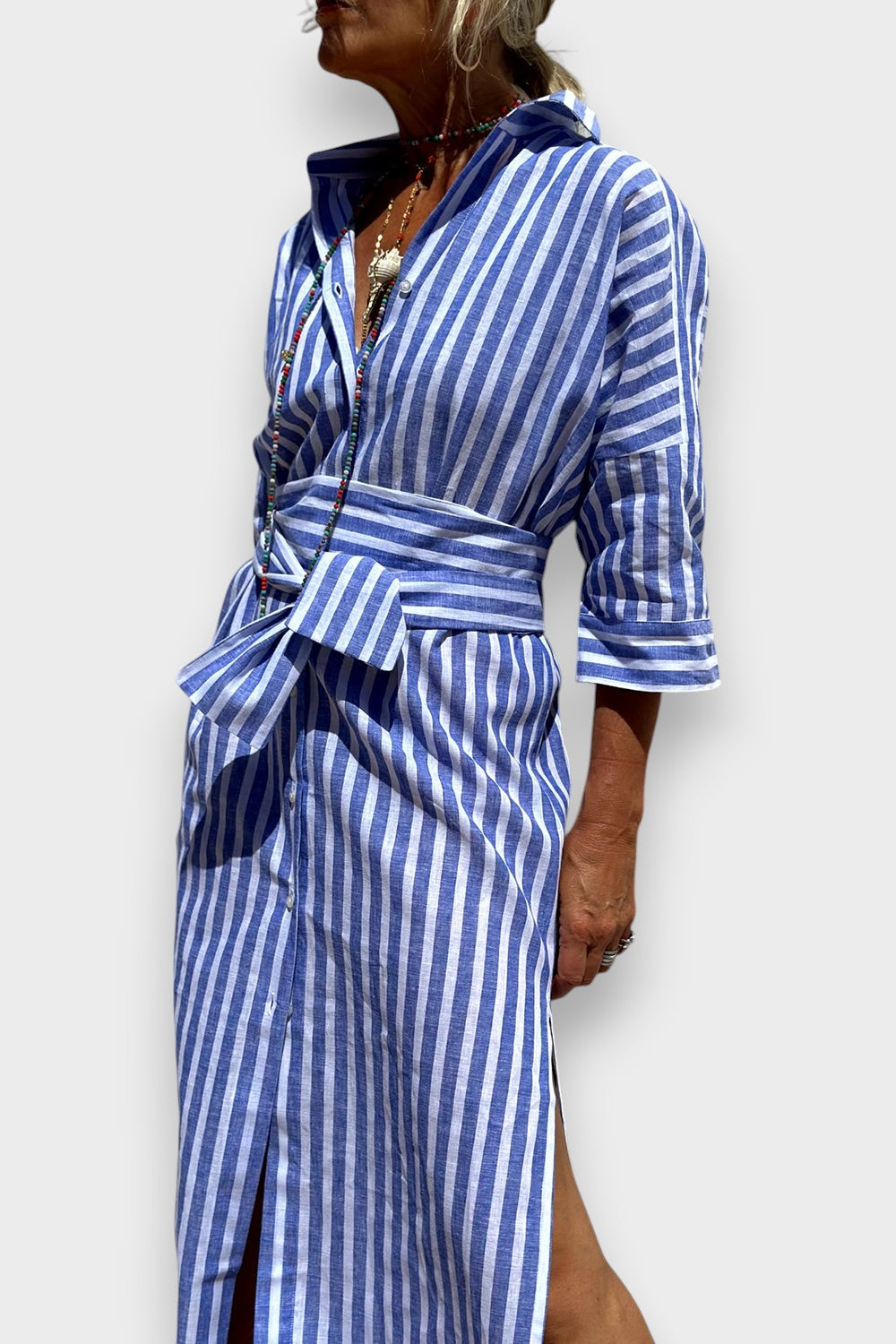 Sophia - Elegante vestido camisero de rayas