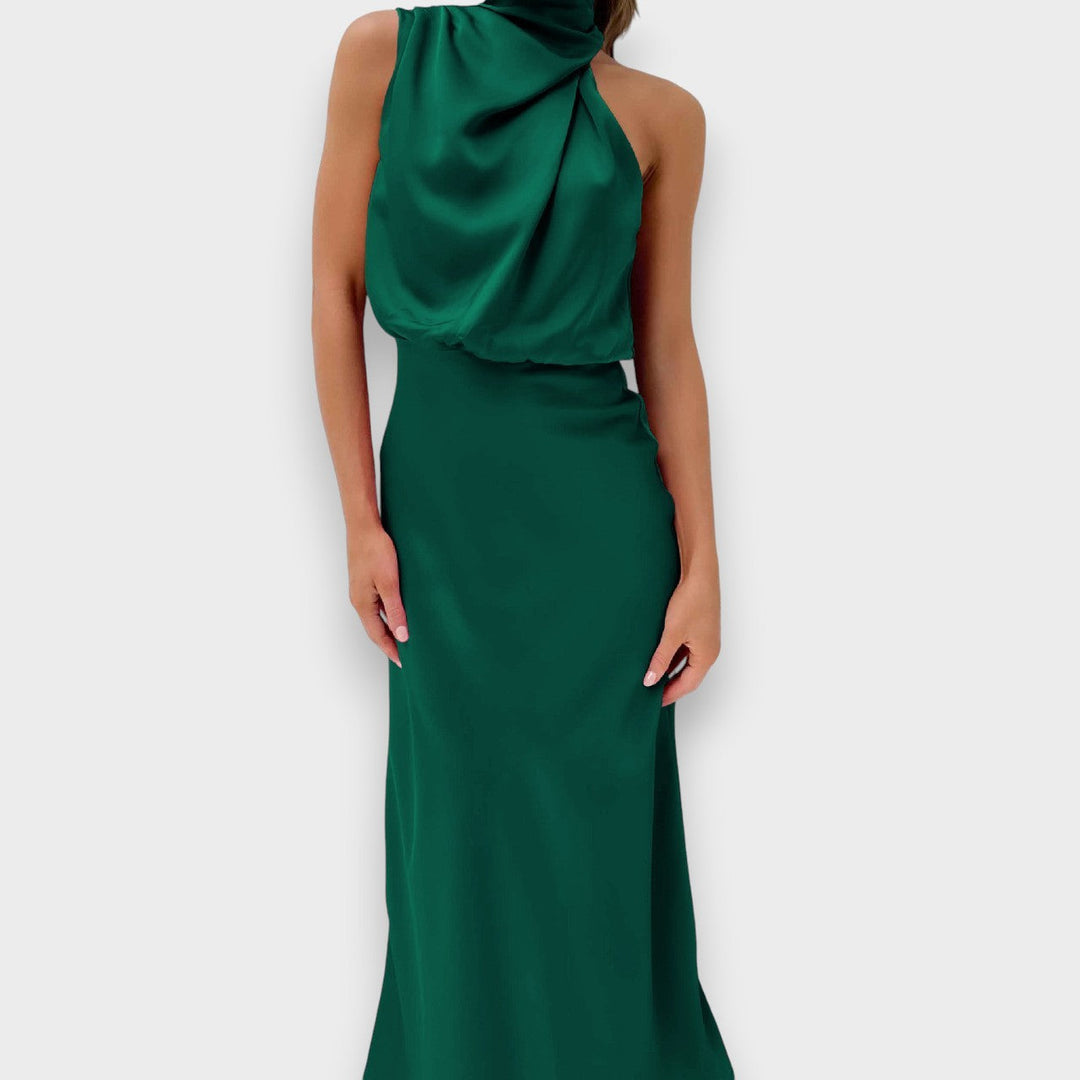 Moya - Vestido de satén largo con cuello halter