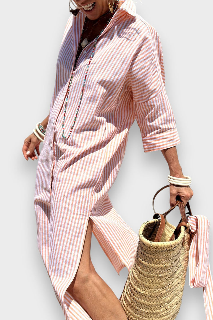 Sophia - Elegante vestido camisero de rayas