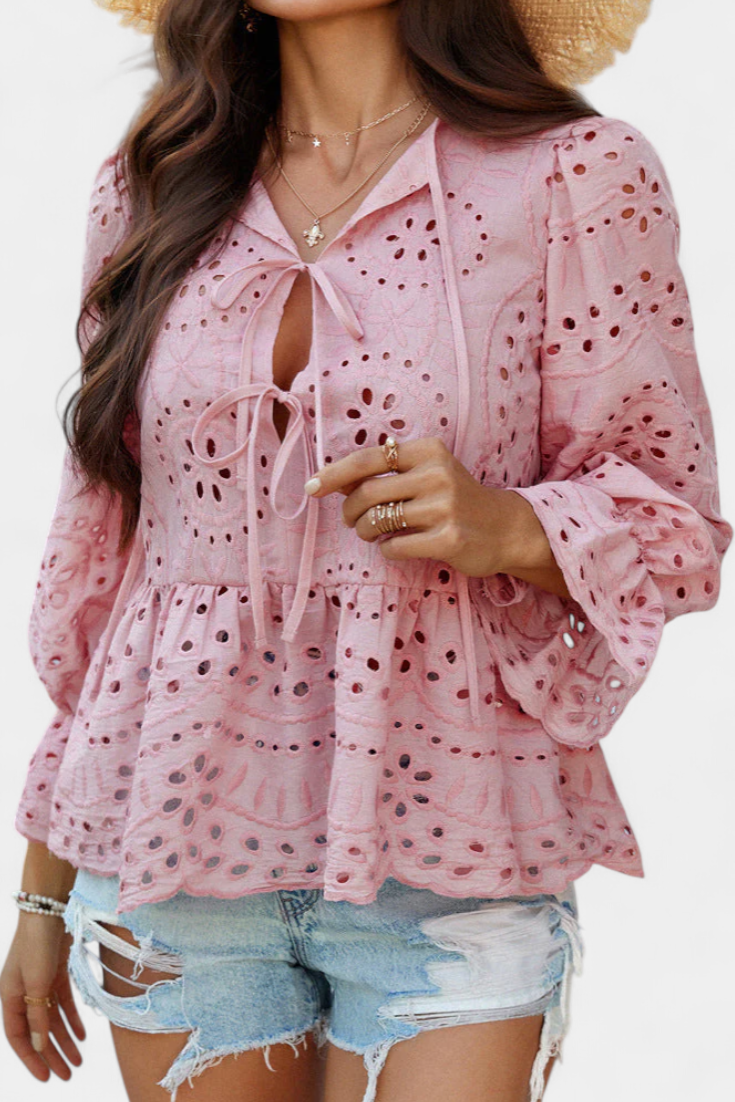 Kayden Top Bohemio de Encaje con Corte Fluido