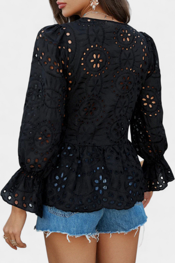 Kayden Top Bohemio de Encaje con Corte Fluido