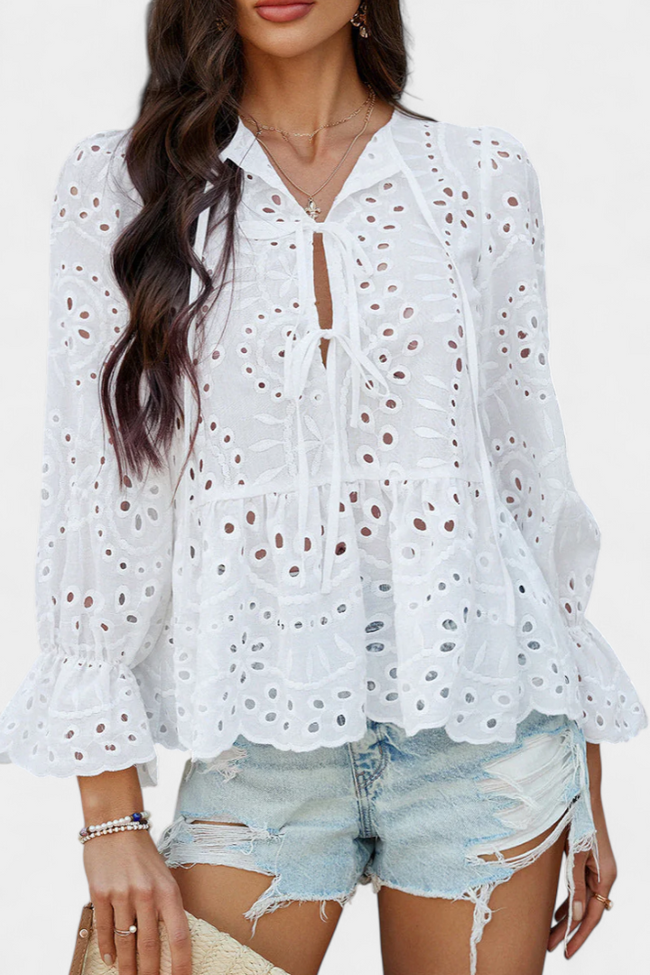 Kayden Top Bohemio de Encaje con Corte Fluido