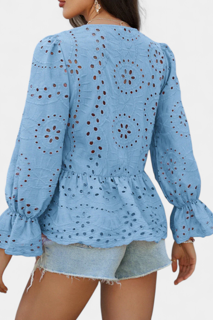 Kayden Top Bohemio de Encaje con Corte Fluido