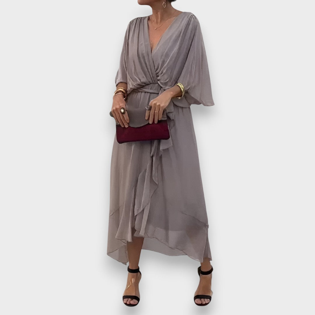 Monica -  Vestido de gasa con escote en V