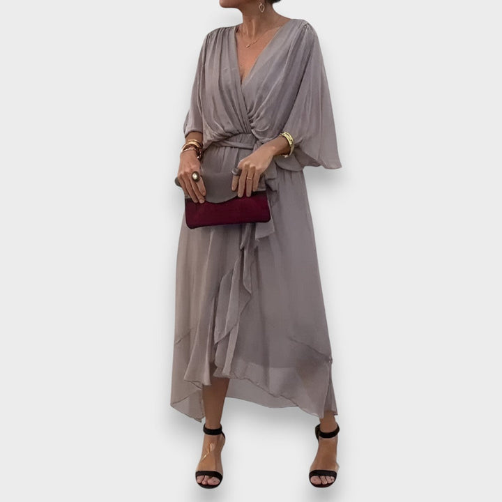 Monica -  Vestido de gasa con escote en V