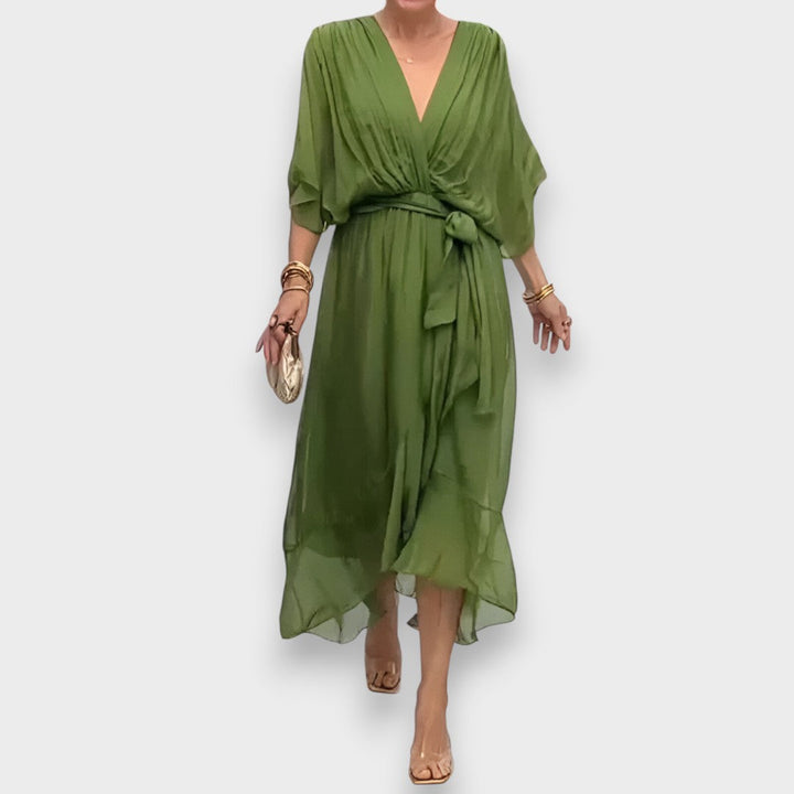 Monica -  Vestido de gasa con escote en V