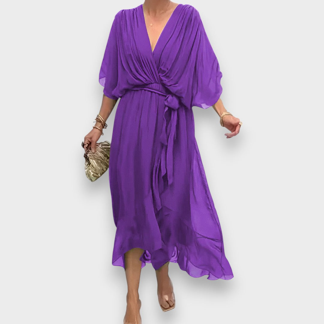 Monica -  Vestido de gasa con escote en V