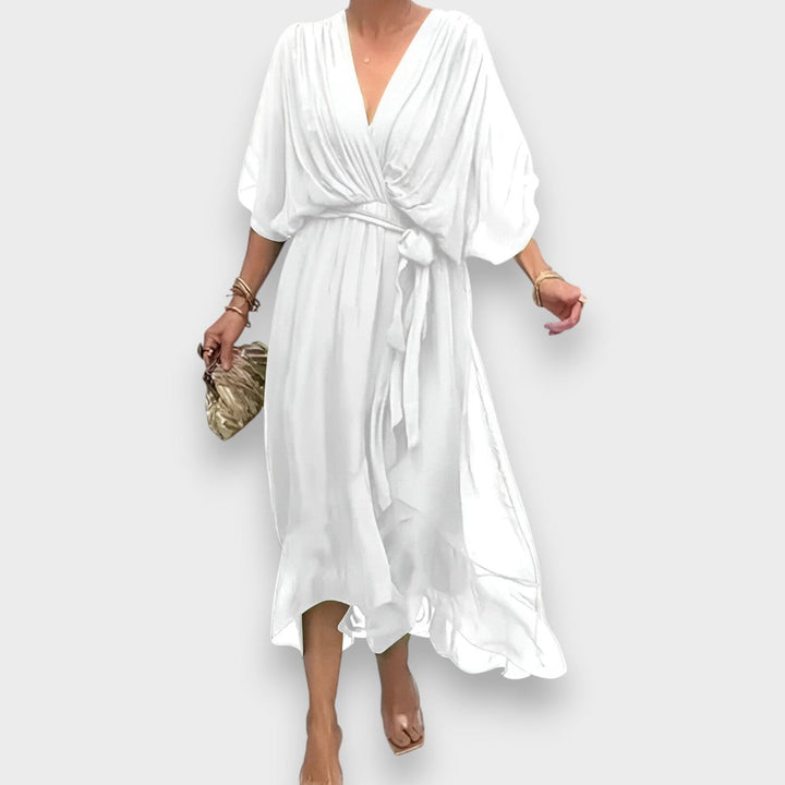 Monica -  Vestido de gasa con escote en V