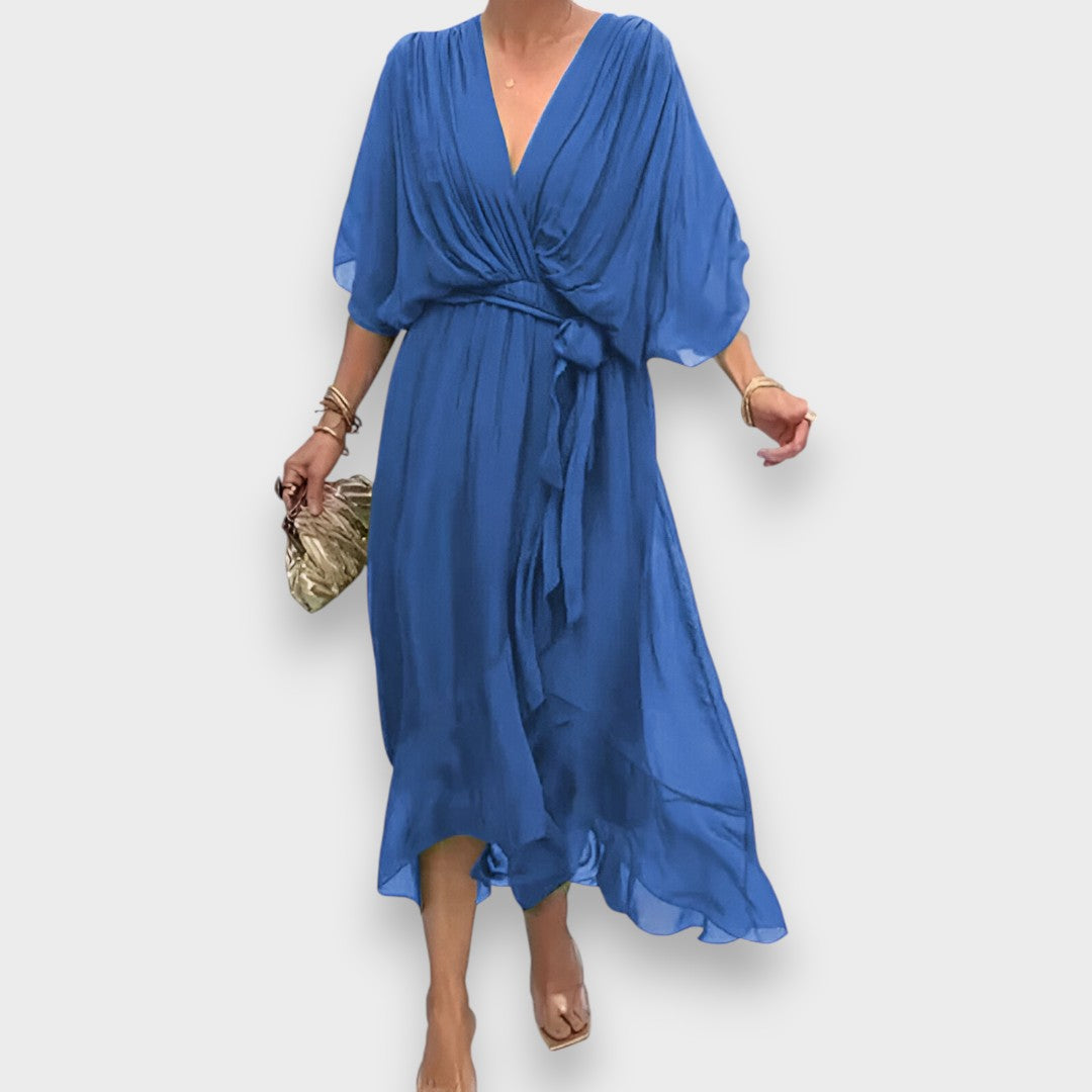 Monica -  Vestido de gasa con escote en V