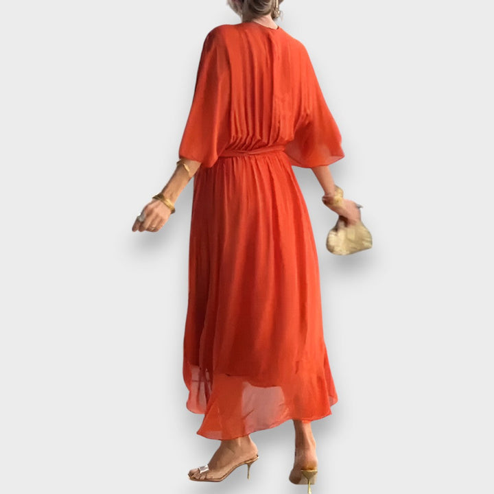 Monica -  Vestido de gasa con escote en V