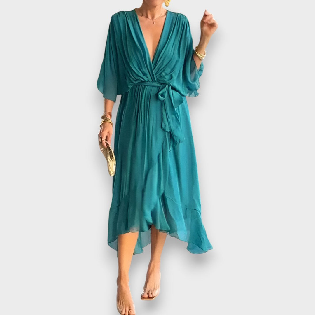 Monica -  Vestido de gasa con escote en V